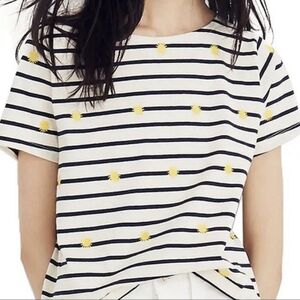Madewell Embroidered Sun Setlist Boxy Short Sleeve Top Stripe Size Large